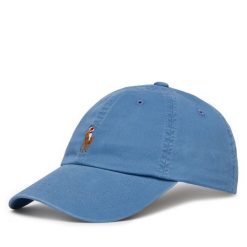 Czapka z daszkiem Polo Ralph Lauren. Niebieskie czapki i kapelusze damskie Polo Ralph Lauren, bez wzorów. Za 323.99 zł.