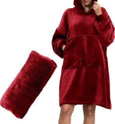 Froster Bluzair Koco Bluza Oversize z Kapturem Bordowa 4w1. Czerwone bluzy damskie Froster, bez wzorów, z kapturem. Za 162.41 zł.
