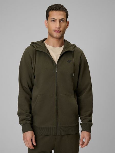 4F Bluza dresowa regular z kapturem męska - khaki M. Brązowe bluzy męskie 4f, m, bez wzorów, z bawełny, z kapturem. Za 169.99 zł.