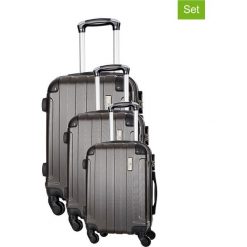 Walizka w kolorze szarym - 3 szt. Walizki męskie Platinium, z materiału. W wyprzedaży za 539.95 zł.