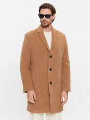 Tommy Hilfiger Płaszcz wełniany MW0MW32963 Brązowy Regular Fit. Brązowe płaszcze męskie Tommy Hilfiger, na zimę, m, bez wzorów, z wełny, bez kaptura. Za 1,899.00 zł.