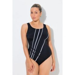 Damski Strój kąpielowy kolorowe wypustki bez miękkich miseczek. Czarne kostiumy jednoczęściowe damskie Ulla Popken, plus size, bez wzorów, z elastanu, sportowe, plus size. Za 199.99 zł.