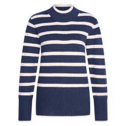 Sweter damski HV Society Gabriella. Niebieskie swetry damskie HV SOCIETY, bez wzorów, z dzianiny, eleganckie, bez kołnierzyka, bez ramiączek, bez kaptura. Za 416.50 zł.