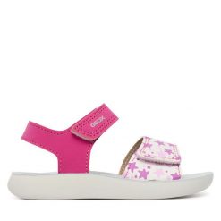 Sandały Geox. Czerwone sandały dziewczęce Geox, bez zapięcia. Za 149.99 zł.