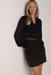 Czarna Gładka Spódnica VICES o Ołówkowym Kroju Abilura. Czarne spódnice damskie Born2be, l, bez wzorów, biznesowe, mini, dopasowane. Za 99.99 zł.