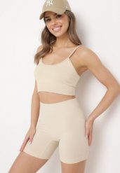 Beżowe Elastyczne Szorty Kolarki o Dopasowanym Kroju Laniresse. Brązowe szorty damskie Born2be, l, bez wzorów, eleganckie. Za 29.99 zł.