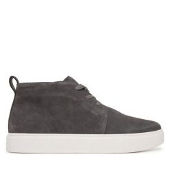 Trzewiki Calvin Klein. Szare botki męskie Calvin Klein, bez wzorów, bez zapięcia. Za 649.99 zł.