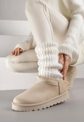 Beżowe Niskie Śniegowce o Wsuwanym Fasonie Alodra. Brązowe śniegowce dziewczęce Renee, z jeansu, eleganckie, bez zapięcia. Za 69.99 zł.