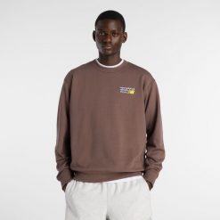 Bluza męska New Balance MT41547ABP – brązowa. Brązowe bluzy męskie New Balance, m, bez wzorów, z bawełny, bez kaptura. Za 339.99 zł.