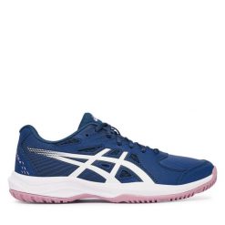 Buty do tenisa Asics. Niebieskie obuwie sportowe damskie Asics, bez wzorów, tenisowe. Za 269.99 zł.