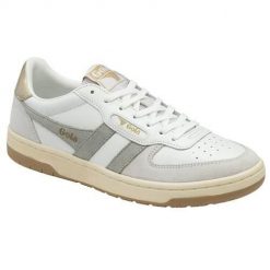 Buty do chodzenia damskie Gola Hawk 2024. Białe obuwie sportowe damskie Gola, bez wzorów, z jeansu, trekkingowe. Za 654.00 zł.