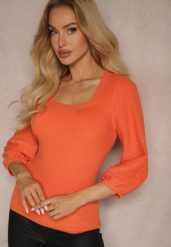 Pomarańczowy Sweter Ozdobiony Cyrkoniami i Tłoczonym Wzorem Tanaes. Brązowe swetry damskie Renee, s, z aplikacjami, z jeansu, casualowe, bez kołnierzyka, bez ramiączek, długie, bez kaptura. Za 59.99 zł.