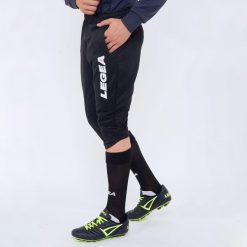 Spodnie 3/4 do Biegania z Dużym Logo Czarne. Czarne spodnie sportowe męskie Legea, m, bez wzorów, z bawełny, do biegania. Za 88.00 zł.