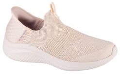 Buty sportowe Sneakersy damskie, Slip-Ins Ultra Flex 3.0 Smooth Step. Brązowe obuwie sportowe damskie Skechers, bez wzorów, z materiału, trekkingowe. Za 379.99 zł.