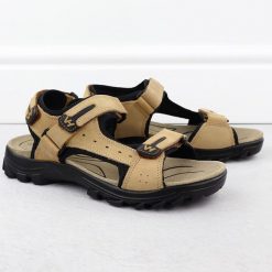 Skórzane sandały męskie na rzepy camel Vanhorn 28302. Brązowe sandały męskie Vanhorn, ze skóry, bez zapięcia. Za 131.99 zł.