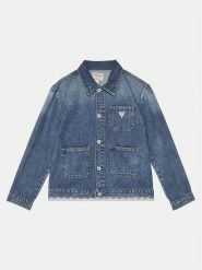 Guess Kurtka jeansowa J5RL04 D45E0 Niebieski Regular Fit. Niebieskie kurtki i płaszcze dla dziewczynek Guess, z aplikacjami, z bawełny, bez kaptura. Za 189.99 zł.