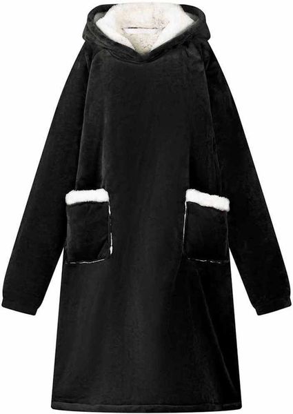 VidaXL Bluza-koc Czarny z Fleece i Flanela. Czarne bluzy damskie vidaXL, bez wzorów, bez kaptura. Za 186.99 zł.