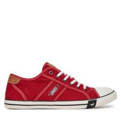 Trampki Mustang. Czerwone trampki męskie Mustang, bez wzorów, bez zapięcia. Za 229.99 zł.