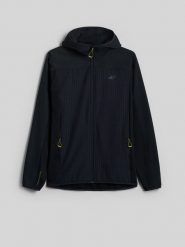 4F Kurtka softshell wiatroodporna męska - czarna XL. Czarne kurtki męskie 4f, m, bez wzorów, z softshellu, bez kaptura. Za 249.99 zł.