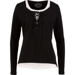 Shirt 2 w 1, długi rękaw bonprix czarny. Bluzki damskie bonprix. Za 37.99 zł.