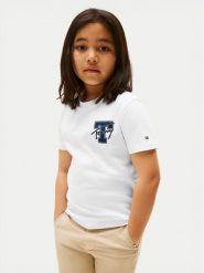 Tommy Hilfiger T-Shirt Varsity Graphic KB0KB09868 Biały Regular Fit. Białe t-shirty dla chłopców Tommy Hilfiger, bez wzorów, z bawełny, bez ramiączek. Za 79.99 zł.