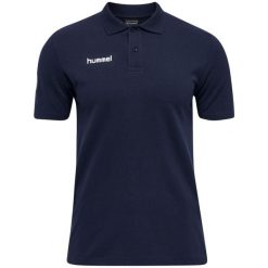 Koszulka tenisowa polo męska Hummel Go Cotton Polo. Niebieskie koszulki polo męskie Hummel, m, bez wzorów, z bawełny, bez kołnierzyka, bez ramiączek, tenisowe. Za 53.20 zł.