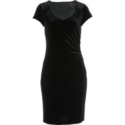 Sukienka aksamitna bonprix czarny. Czarne sukienki damskie bonprix, z krótkim rękawem. Za 129.99 zł.