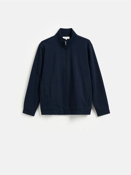 Bluza ze stójką - granatowy. Niebieskie bluzy męskie Reserved, l, bez wzorów, z dzianiny, bez kaptura. Za 219.99 zł.