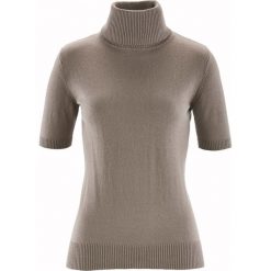 Sweter z golfem, z domieszką jedwabiu Premium bonprix brunatny. Brązowe swetry damskie bonprix, bez wzorów, klasyczne, bez kołnierzyka, bez ramiączek, bez kaptura. Za 59.99 zł.
