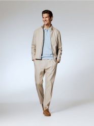 Spodnie loose carrot z lnem - beżowy. Brązowe spodnie materiałowe męskie Reserved, l, bez wzorów, z tkaniny. Za 179.99 zł.