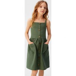 Mango Kids - Sukienka dziecięca Lulu 116-164 cm. Żółte sukienki dla dziewczynek Mango Kids, bez wzorów, z bawełny, casualowe, bez ramiączek. Za 99.90 zł.