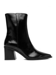 JENNY Botki CEO-LS6344-01 Czarny. Czarne botki damskie Jenny, z materiału, bez obcasa, na słupku, bez zapięcia. Za 179.99 zł.