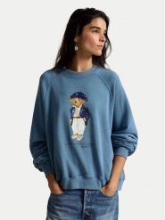 Polo Ralph Lauren Bluza 211B17778001 Niebieski Regular Fit. Niebieskie bluzy damskie Polo Ralph Lauren, l, bez wzorów, z bawełny, bez kaptura. Za 1,299.00 zł.