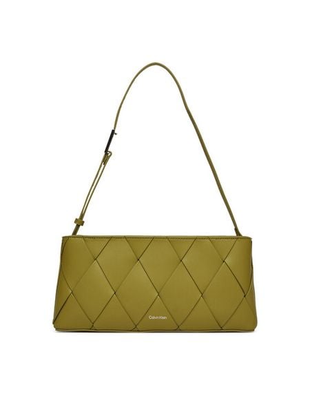 Calvin Klein Torebka Ck Woven Elongated Shoulder Bag K60K612992 Zielony. Zielone torebki do ręki damskie Calvin Klein, bez wzorów, ze skóry, bez dodatków. Za 339.99 zł.