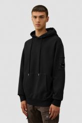 C.P. COMPANY Czarna bluza męska Sweat Hooded, Rozmiar XXL. Czarne bluzy męskie C.P. Company, m, bez wzorów, z bawełny, bez kaptura. W wyprzedaży za 769.99 zł.