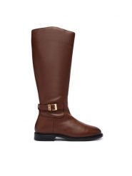 Tommy Hilfiger Kozaki Th Buckle Leather Knee Boot FW0FW09572 Brązowy. Brązowe kozaki damskie Tommy Hilfiger, ze skóry, bez obcasa. Za 949.99 zł.