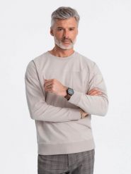 Bluza męska bez kaptura z kieszonką - jasnoszara V2 - Rozmiar: XL. Szare bluzy męskie Ombre Clothing, m, bez wzorów, bez kaptura. W wyprzedaży za 49.99 zł.