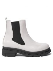 Caprice Botki 9-25428-43 Biały. Białe botki damskie Caprice, z lakierowanej skóry, bez obcasa, na płaskiej podeszwie, bez zapięcia. Za 499.99 zł.