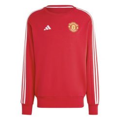Bluza Manchester United DNA 2024/25. Czerwone bluzy męskie Adidas, bez wzorów, bez kaptura, do piłki nożnej. Za 270.30 zł.