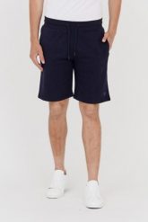 GUESS Granatowe dresowe szorty męskie, Rozmiar S. Niebieskie szorty męskie Guess, m, z aplikacjami, z dresówki. W wyprzedaży za 266.99 zł.