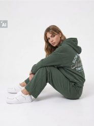 Spodnie dresowe wide leg z bawełną - khaki. Brązowe spodnie dresowe damskie Sinsay, l, bez wzorów, z bawełny. Za 39.99 zł.