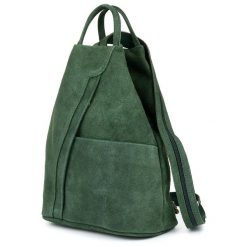 Ciemno- Zielony Vera Pelle Włoski Plecak Skórzany Damski Mały T53. Zielone plecaki damskie Vera Pelle, bez wzorów, ze skóry, eleganckie. Za 179.99 zł.
