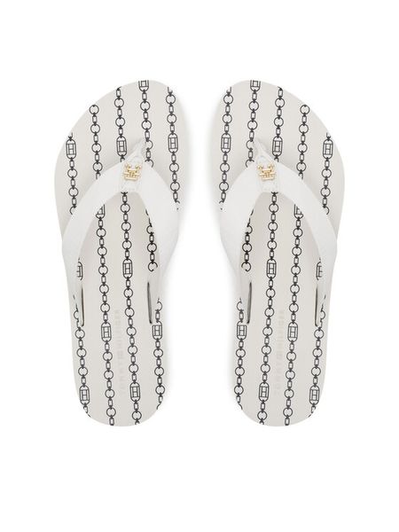 Tommy Hilfiger Japonki Th Chain Print FW0FW08514 Biały. Białe klapki damskie Tommy Hilfiger, bez wzorów, z materiału, bez obcasa. Za 119.99 zł.