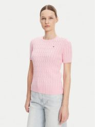 Tommy Hilfiger Sweter WW0WW38744 Różowy Regular Fit. Czerwone swetry damskie Tommy Hilfiger, s, bez wzorów, z bawełny, bez kołnierzyka, bez ramiączek, bez kaptura. Za 369.99 zł.