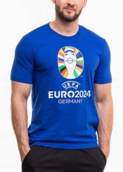 Koszulka męska adidas Euro24. Niebieskie koszulki sportowe męskie Adidas, m, bez wzorów, z bawełny, bez kołnierzyka, bez ramiączek, na fitness i siłownię. Za 49.00 zł.