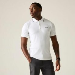 Męska koszulka polo Maverik ze stretchem. Białe koszulki polo męskie Regatta, m, bez wzorów, z dzianiny, bez ramiączek. W wyprzedaży za 89.99 zł.
