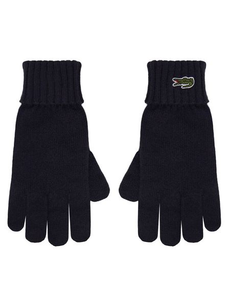 Lacoste Rękawiczki RV0452 Granatowy. Niebieskie rękawiczki męskie Lacoste, bez wzorów, z dzianiny. Za 219.99 zł.