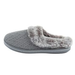 Kapcie damskie ocieplane Skechers 167225/GR szare. Szare kapcie damskie bez wzorów, z gumy. Za 283.73 zł.