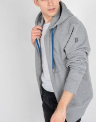 Invicta Bluza "Zip-Hoodie" | 4454252/U | Mężczyzna | Szary Melanż. Szare bluzy męskie Invicta, m, z aplikacjami, z bawełny, bez kaptura. W wyprzedaży za 259.00 zł.