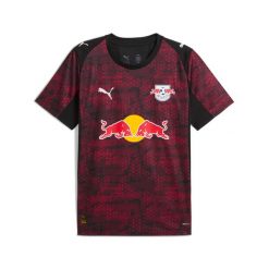 Trzeci strój RB Leipzig 2025/26. Czarne koszulki sportowe męskie Puma, bez wzorów, bez kołnierzyka, bez ramiączek, do piłki nożnej. Za 425.50 zł.